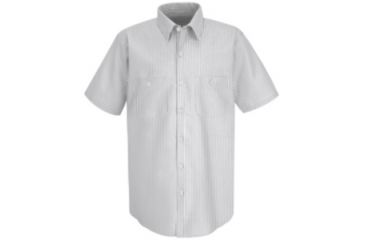 Image of Red Kap Industrial Stripe Work Shirt, White/Charcoal Stripe, SSM SP20CWSSM