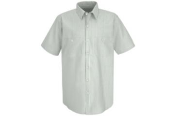 Image of Red Kap Industrial Stripe Work Shirt, White/Green Stripe, SSM SP20GWSSM