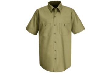 Image of Red Kap Wrinkle-Resistant Cotton Work Shirt, Men, Khaki, SSXXL SC40KHSSXXL