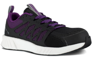 Image of Reebok Fusion Flexweave Athletic Work Shoe - Womens, Wide, Black/Purple, 8, 690774487970