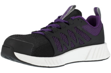 Image of Reebok Fusion Flexweave Athletic Work Shoe - Womens, Wide, Black/Purple, 8, 690774487970