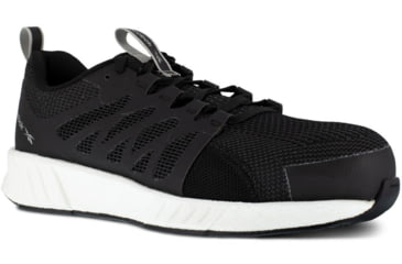 Image of Reebok Fusion Flexweave Athletic Work Shoe - Womens, Medium, Black/White, 10.5, 690774501720
