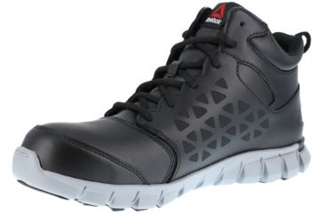 Image of Reebok Sublite Cushion Athletic Mid Cut, Alloy Toe Work Shoe - Mens, Medium, Waterproof, Black/Grey, 4, 690774498860