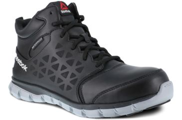 Image of Reebok Sublite Cushion Athletic Mid Cut, Alloy Toe Work Shoe - Mens, Medium, Waterproof, Black/Grey, 4, 690774498860