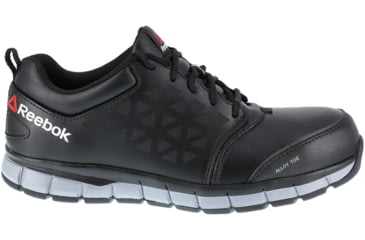 Image of Reebok Sublite Cushion Athletic Oxford, Alloy Toe Mid Work Shoe - Women's, 10 US, Wide, Black/Grey, 690774452183