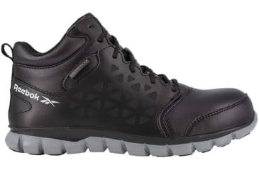 Image of Reebok Sublite Cushion Work Shoe Athletic Waterproof Mid Cut - Mens, Black/Grey, 9, Wide, 690774451841