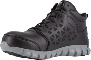 Image of Reebok Sublite Cushion Work Shoe Athletic Waterproof Mid Cut - Mens, Black/Grey, 9, Wide, 690774451841