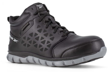 Image of Reebok Sublite Cushion Work Shoe Athletic Waterproof Mid Cut - Mens, Black/Grey, 9, Wide, 690774451841
