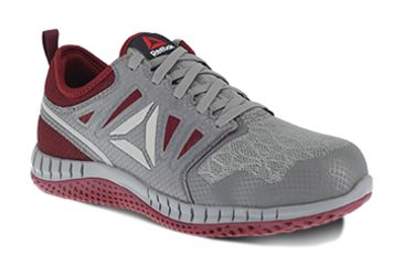Image of Reebok ZPRINT Athletic Oxford, Steel Toe Work Shoe - Womens, Gray/Burgundy, 10.5M RB253-GreyandBurgundy-10.5-Womens-M