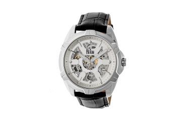Image of Reign Carlisle Automatic Skeleton Dial Leather-Band Watch, Silver, Standard REIRN4203