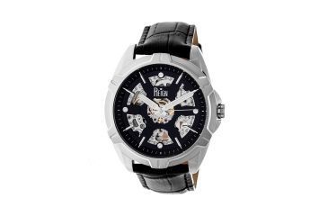 Image of Reign Carlisle Automatic Skeleton Dial Leather-Band Watch, Silver/Black, Standard REIRN4204
