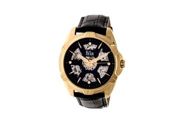Image of Reign Carlisle Automatic Skeleton Dial Leather-Band Watch, Gold/Black, Standard REIRN4205