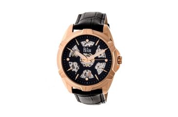 Image of Reign Carlisle Automatic Skeleton Dial Leather-Band Watch, Rose Gold/Black, Standard REIRN4206
