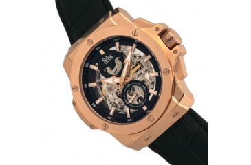 Image of Reign Commodus Automatic Skeleton Leather-Band Watch, Rose Gold/Black, One Size, REIRN4005