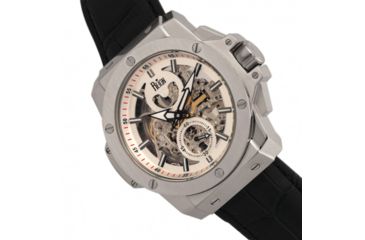 Image of Reign Commodus Automatic Skeleton Leather-Band Watch, Silver, One Size, REIRN4001