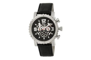 Image of Mens Alpin Watch,45mm,Black Dial,Silver Bezel,Black Leather Strap