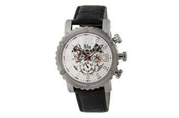 Image of Mens Alpin Watch,45mm,White Dial,Silver Bezel,Black Leather Strap
