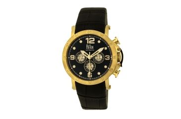 Image of Mens Toretto Watch,44mm,Black Dial,Gold Bezel,Black Strap