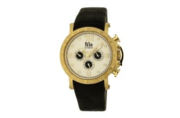 Image of Mens Toretto Watch,44mm,Ivory Dial,Gold Bezel,Black Strap