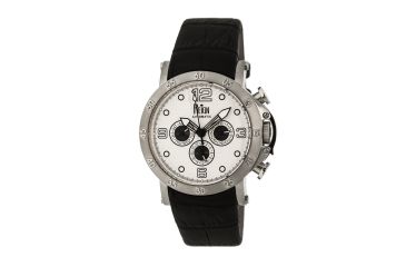 Image of Mens Toretto Watch,44mm,White Dial,Silver Bezel,Black Strap