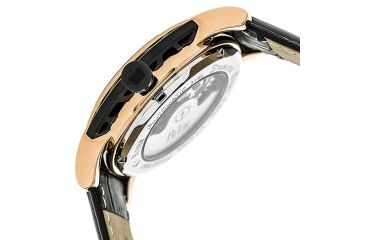 Image of Reign Mens Stavros Automatic Skeleton Dial Crocodile-Embossed Leather Strap Watch Black Bezel, Rose Gold/Circle-shaped Case, Black/analog Dial, Rose Gold Hands REIRN3706