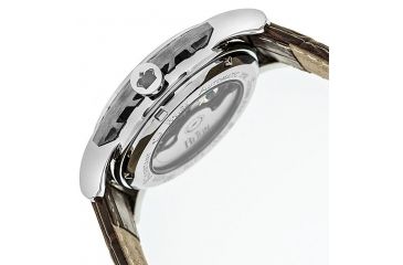 Image of Reign Mens Stavros Automatic Skeleton Dial Crocodile-Embossed Leather Strap Watch Silver Bezel, Silver/Circle-shaped Case, Dark Brown/analog Dial, Silver Hands REIRN3701