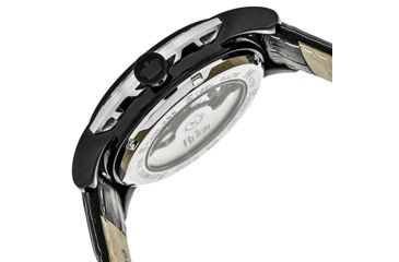 Image of Reign Mens Stavros Automatic Skeleton Dial Crocodile-Embossed Leather Strap Watch Silver Bezel, Black/Circle-shaped Case, Grey/analog Dial, Black Hands REIRN3704