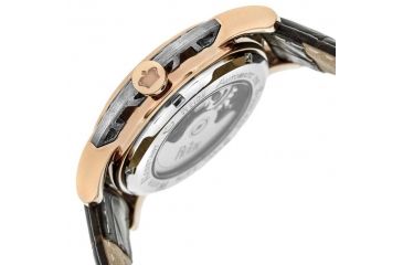 Image of Reign Mens Stavros Automatic Skeleton Dial Crocodile-Embossed Leather Strap Watch Silver Bezel, Rose Gold/Circle-shaped Case, White/analog Dial, Rose Gold Hands REIRN3703