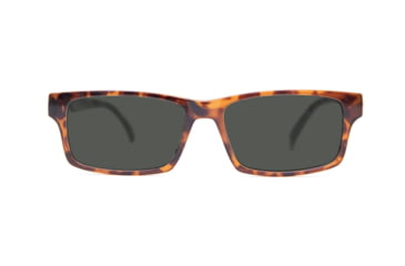 Image of Reks Tortoise Rectangle Eyeglasses, HD Polycarbonate Polarized, Smoke, Single Vision, tor-rec-sg-hd-poly-pol