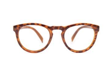 Image of Reks Tortoise Round Eyeglasses, HD Polycarbonate Signature, Brown, Single Vision, tor-rd-trans-poly-sig
