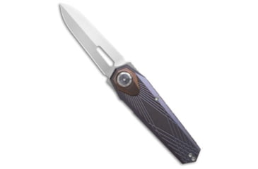 Image of Remette REMETTE RT-Infinite Power Button Lock Knife Grilled Blue Ti/Bronze Ti 3.1" BB, Blue/Bronze, Bohler M390, adult, BHQ-223906
