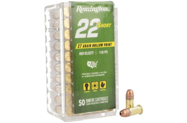 Image of Remington 22 Short .22 Long Rifle 27 Grain Lead Hollow Point Brass Cased Pistol Ammo, 50 Rounds, R21003