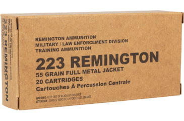 Image of Remington .223 Remington 55 Grain Full Metal Jacket Brass Centerfire Rifle Ammo, 20 Rounds, 23713