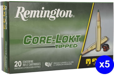 Image of Remington .308 Winchester 165 Grains Core-Lokt Tipped Brass Cased Centerfire Rifle Ammo, 100 Rounds