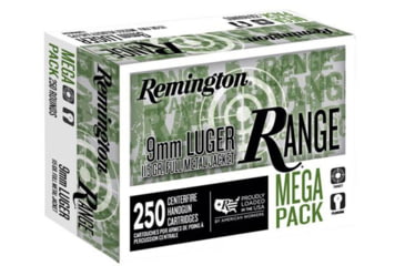 Image of Remington 9Mm Luger 115 Grain FMJ Range Centerfire Pistol Ammo, 250 Rounds, R23965