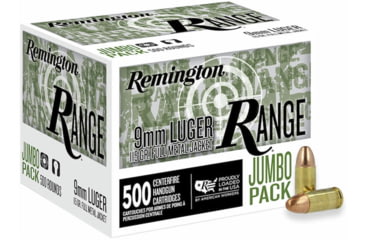 Image of Remington 9mm Luger 115 Grain FMJ Range Handgun Centerfire Pistol Ammunition, R27779