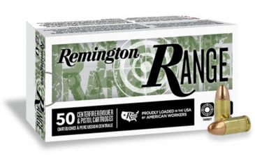 Image of Remington 9mm Luger 115 Grain Full Metal Jacket Range Handgun Centerfire Pistol Ammunition, R27778