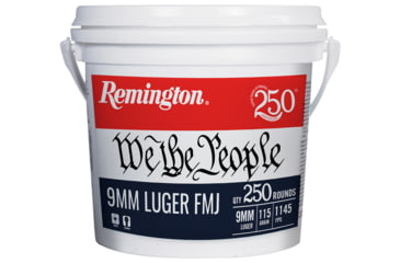 Image of Remington We The People Bucket 9mm Luger 115 Grain Full Metal Jacket Pistol Ammunition, 250 Round, 250, 21385