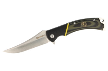 Image of Remington Cutlery Hunter Trailing Point Fixed Blade Knife, 4in Closed Length, Stainless Steel Blade, G10 Handle, Green/Black, 15632