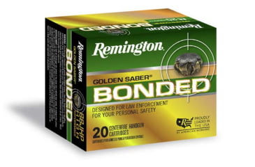 Image of Remington Golden Saber Defense 10mm Auto 180 Grain Bonded Brass Jacketed Hollow Point Brass Nickel-Plated Brass Cased Centerfire Pistol Ammo, 20 Rounds, R21368