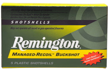 Image of Remington Managed-Recoil Buckshot 12 Gauge 8 Pellet 2.75in #00 Buck Centerfire Shotgun Buckshot Ammo, 5 Rounds, 20282