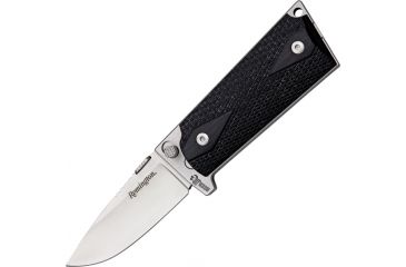 Image of Remington Model 1911 Officers Fold Knife, polished satin finish, 1911 style checkered black G-10 handle R17554