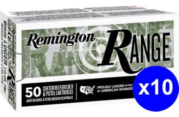 Image of Remington Range 9mm Luger 115 Grain Full Metal Jacket Brass Cased Pistol Ammo, 500 Rounds
