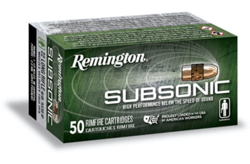 Image of Remington Subsonic .22 Long Rifle 40 Grain Copper Plated Hollow Point Brass Cased Rimfire Ammo, 50 Rounds, 21135
