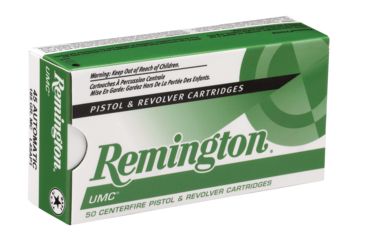 Image of Remington UMC .45 ACP 230 Grain Full Metal Jacket Brass Cased Pistol Ammo, 50 Rounds, 23726