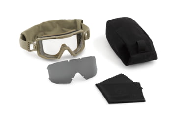 Image of Revision Merlinhawk Goggle System Essential Kit, Tan 499 Frame, Clear and Smoke lenses, Regular, 4-2100-0021