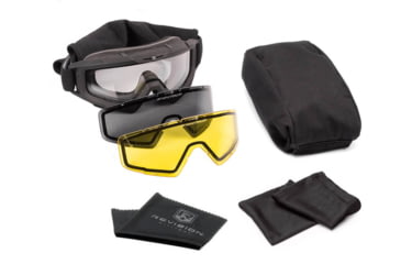 Image of Revision Snowhawk Goggle System Deluxe Kit, Clear/Smoke/Yellow Lens, Black Frame, 4-0101-0003