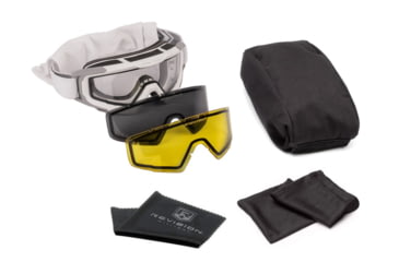 Image of Revision Snowhawk Goggle System Deluxe Kit, Clear/Smoke/Yellow Lens, White Frame, 4-0101-0004