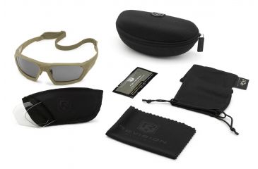 Image of Revision Unisex Shadowstrike Ballistic Sunglass Military, Tan, w/ Clear, Solar Lenses 4-0750-0104