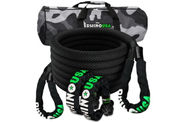 Image of Rhino USA 7/8in x 30ft Kinetic Rope Recovery Kit, Black, One Size, RG-KRKIT78X30-BLK
